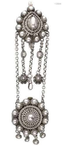 Antique silver Zeeland costume chatelaine with pocket watch ...