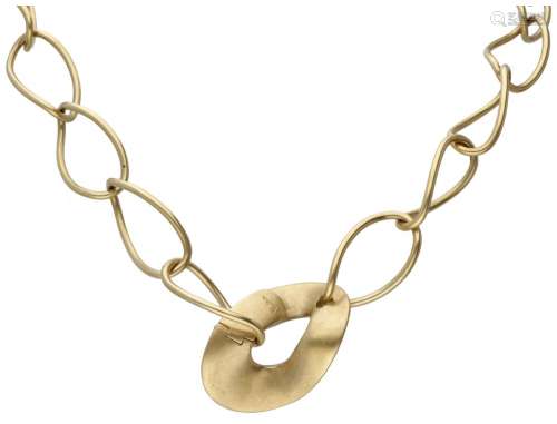 18K. Yellow gold Pomellato link necklace with matted closure...
