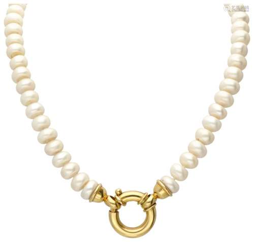 Vintage freshwater pearl necklace with an 18K. yellow gold c...