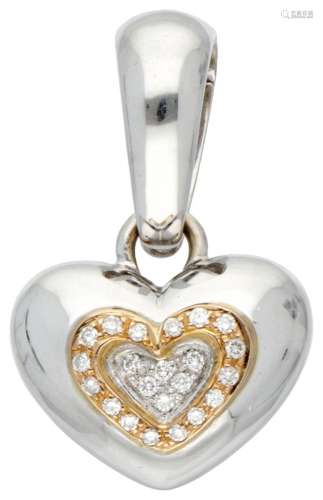 18K. White gold Chimento Italian design heart-shaped pendant...