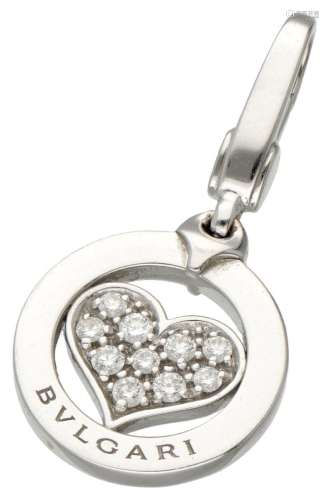 18K. White gold Bvlgari 'Tondo Heart' pendant set with appro...