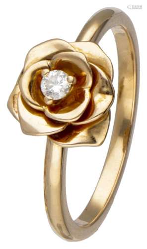 18K. Rose gold Piaget 'Rose' ring set with approx. 0.06 ct. ...