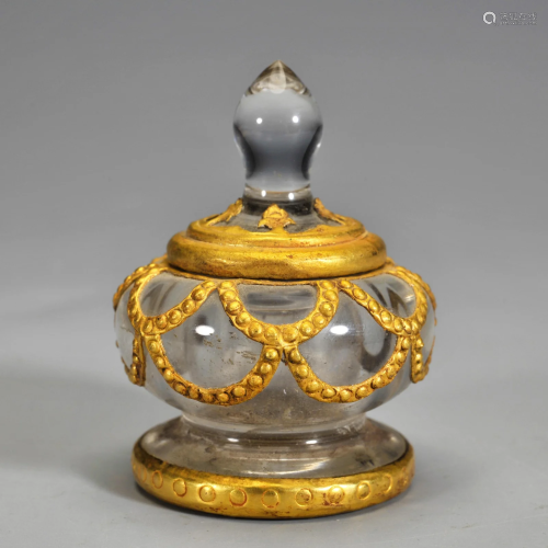 A Bronze Gilt Mounted Rock Crystal Container Qing