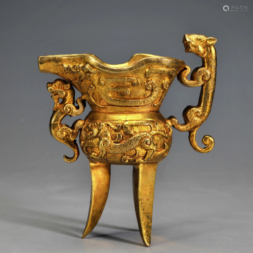 A Gilt-bronze Wine Vessel Qing Dynasty