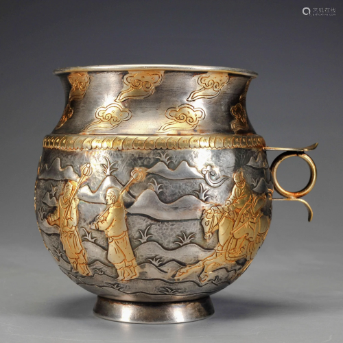 A Bronze Partly Gilt Jar Qing Dynasty