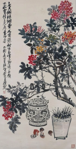 A Chinese Scroll Painting By Wu Changshuo