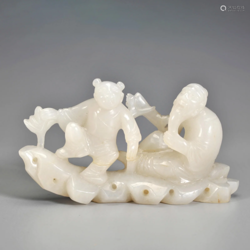 A Carved White Jade Decoration Qing Dynasty