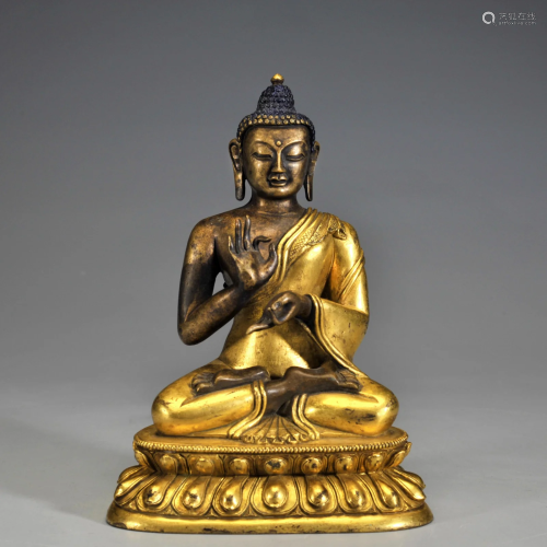 A Tibetan Gilt-bronze Seated Dipamkara