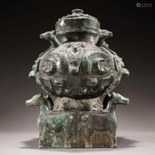 A Bronze Wine Vessel Hu Shang Dynasty