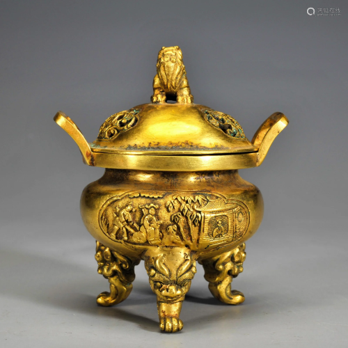 A Gilt-bronze Incense Burner Qing Dynasty