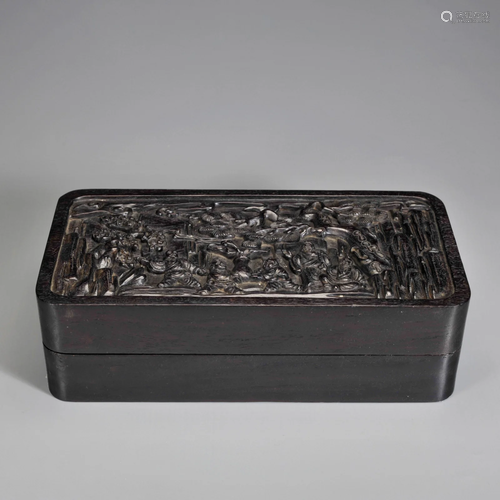 A Carved Rosewood Rectangular Box Qing Dynasty