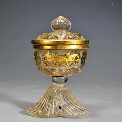 A Bronze Gilt Mounted Rock Crystal Container