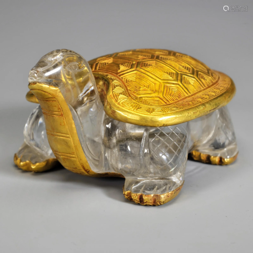 A Bronze Gilt Mounted Rock Crystal Box Yuan Dynasty