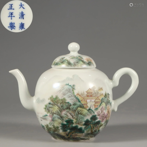A Qianjiangcai Landscape Teapot Qing Dynastyè½