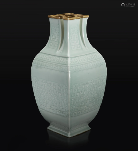 A very rare Chinese carved celadon-glazed porcelain