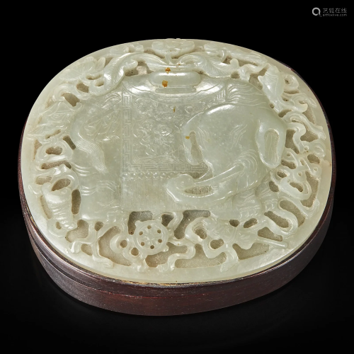 A Chinese carved celadon jade 