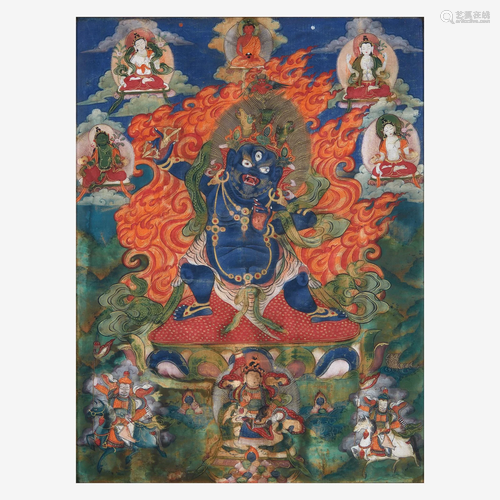 A Tibetan Thanka depicting Vajrapani 唐卡