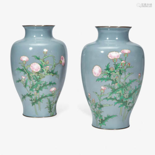 A pair of Japanese cloisonné vases, Ando 日