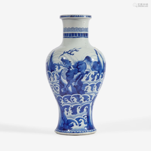 A large Chinese blue and white porcelain baluster vase