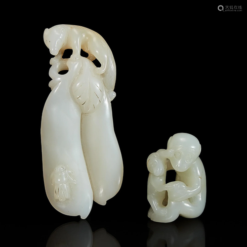 Two Chinese jade pendants 玉器一