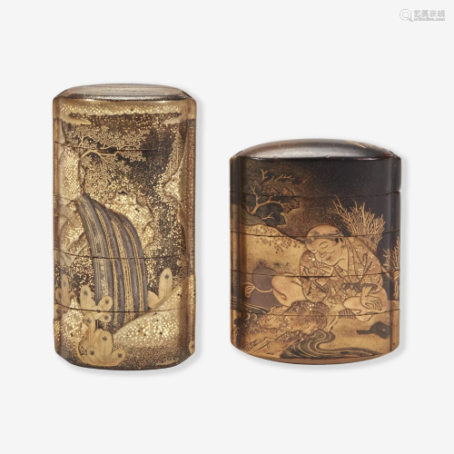 Two Japanese lacquered inro 日本印