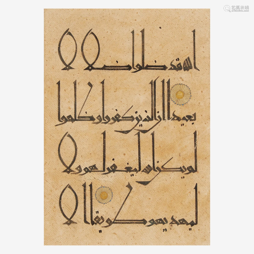 Two folio sheets with Kufic calligraphy 库法