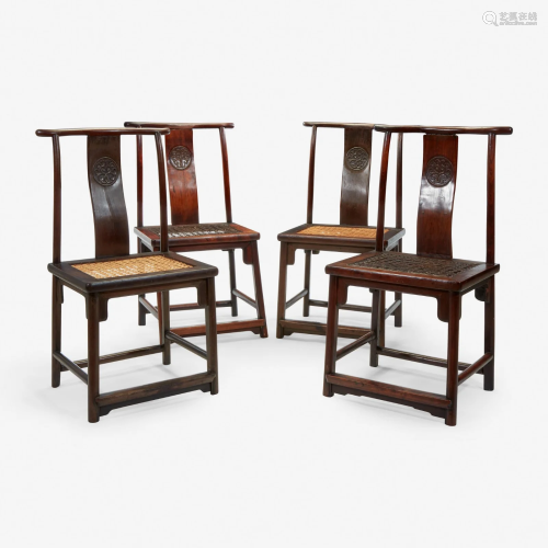 Four Chinese hardwood side chairs 硬木