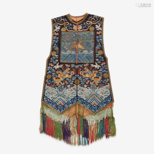 An unusual Chinese embroidered gauze woman's vest,