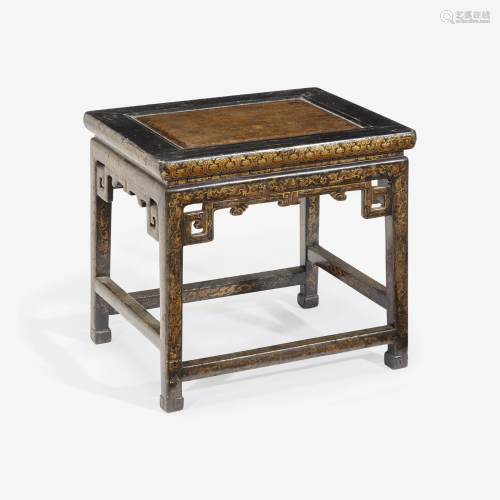 A Chinese lacquer stool 漆金炕桌