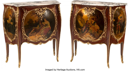 A Pair of French Louis XV-Style Vernis Martin Gi