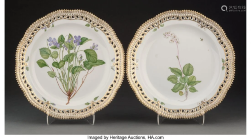 A Pair of Royal Copenhagen Flora Danica Pattern