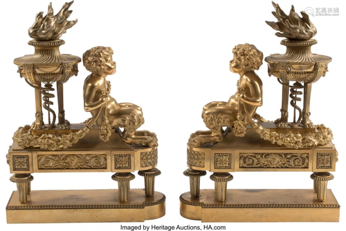 A Pair of French Neoclassical-Style Gilt Bronze