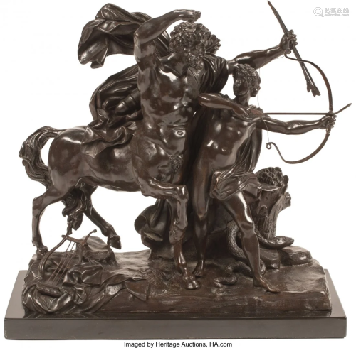 A Patinated Bronze Figural Group of a Centaur on