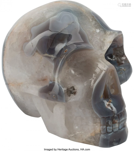 A Carved Agate Skull 7-1/4 x 6 x 8-1/2 inches (1