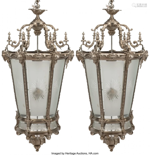 A Pair of French Fin-de-Siècle-Style Silvered B