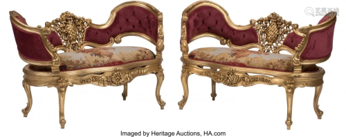 A Pair of French Fin-de-Siècle-Style Carved Gil