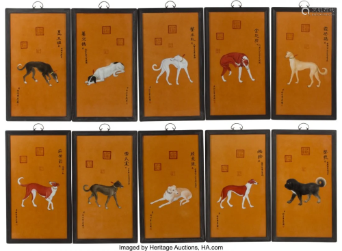 A Set of Ten Chinese Porcelain Plaques Depicting