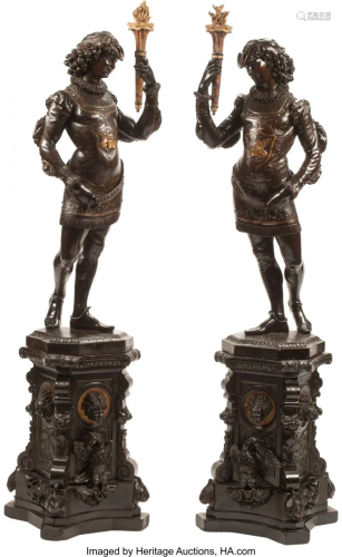 A Pair of Continental Carved, Ebonized, and Part