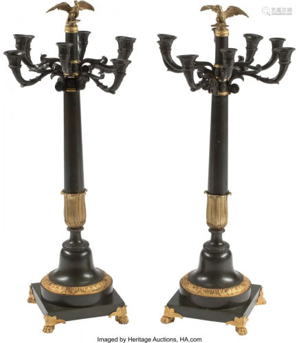 A Pair of French Empire-Style Patinated and Gilt