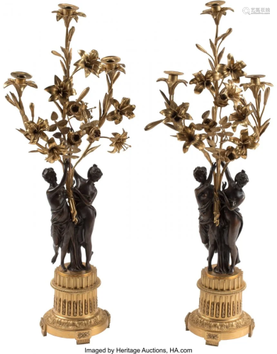 A Pair of French Napoleon III Gilt Bronze and Pa
