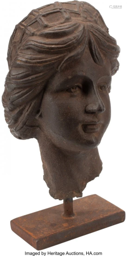 A French Antique-Style Cast Iron Bust on Base 14
