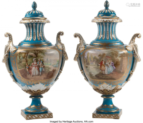 A Pair of Large Sèvres-Style Covered Porcelain