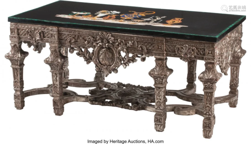 A French Regence-Style Silvered Table with Speci