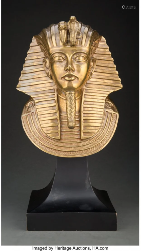 An Egyptian-Style Bronze Bust 17-1/4 x 8-1/2 x 8
