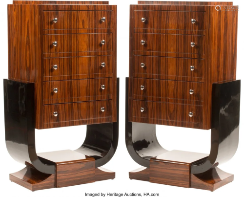 A Pair of Art Deco-Style Zebra Wood and Ebonized
