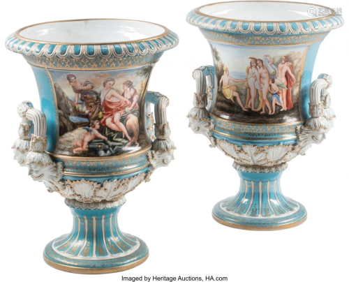 A Pair of Large Sèvres-Style Campana Urns 23-1/