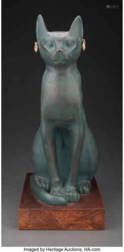 An Egyptian-Style Patinated Bronze Cat Statue 17