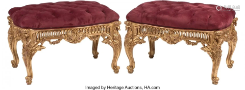 A Pair of Italian Rococo-Style Carved Giltwood U