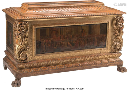A Large Continental Carved, Painted, and Partial