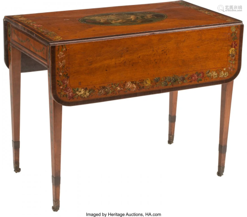 An English George III-Style Painted Satinwood Dr